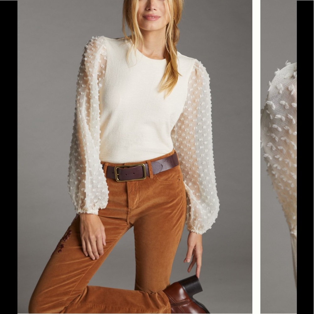 Maeve textured-sleeve blouse